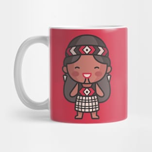 Cute Maori Woman in Traditional Clothing Cartoon Mug
